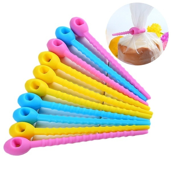 10pcs Food Grade Silicone Bag Ties Cable Management Zip Tie Twist All ...