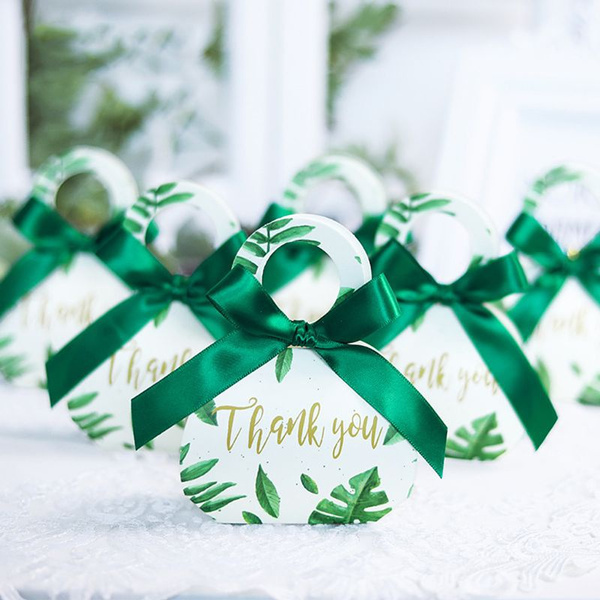 Green Paper Candy Boxes Gift Bag Wedding Box Baby Shower Favors Birthday Party 