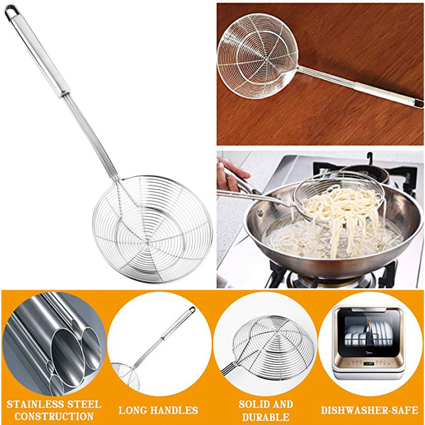 Solid Stainless Steel Spider Strainer Skimmer Ladle for Cooking