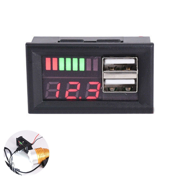 LED 12V Dual USB Lead Acid Battery Battery Capacity USB Charger Gauges