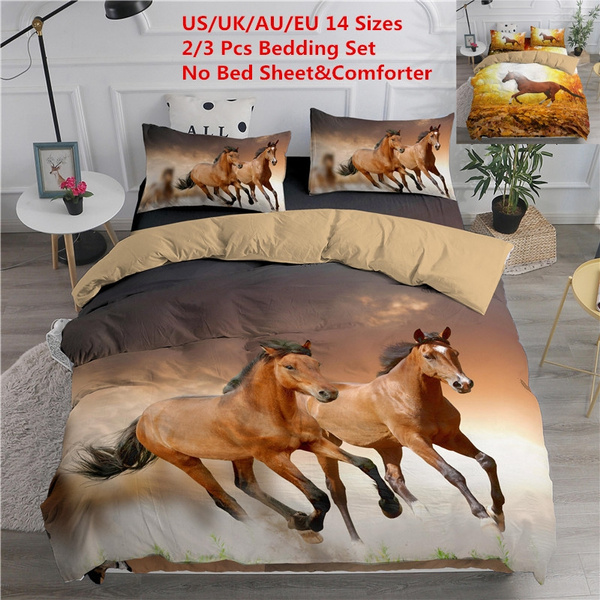 3d Running Horse Bedding Sets 2 3pcs, Us Queen Size Duvet Cover Dimensions