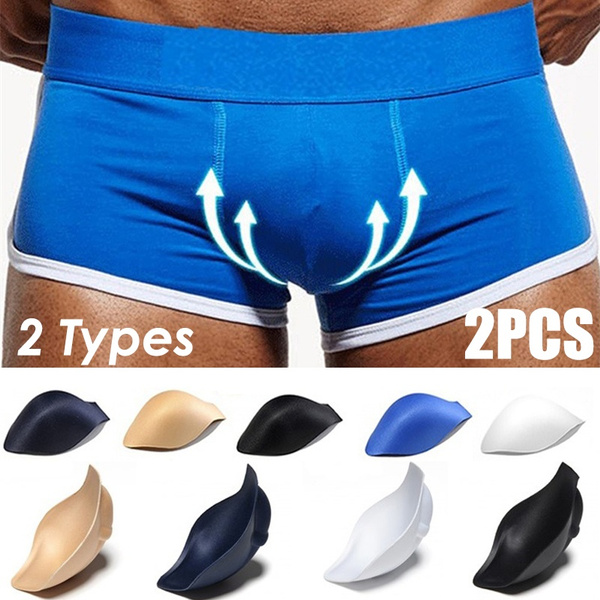 2PCS Men's Swimwear Underwear Enlarge Bulge Pouch Pad Swimming Trunk Pad  Male Underpants Inside Enhancer Cup