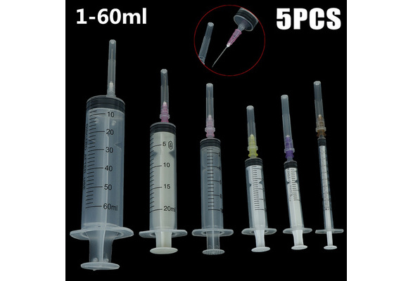 5PCS Industrial Syringe with cap injection Tip Needle Tool Plastic syringe MA 
