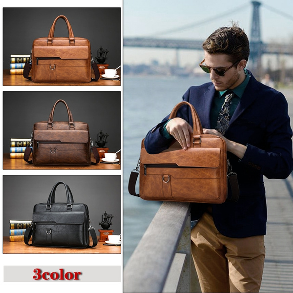 Luxury Leather! Men's Business Tote Retro Briefcase Shoulder Messenger Bag  Laptop Bag (2size 3 Color) | Wish