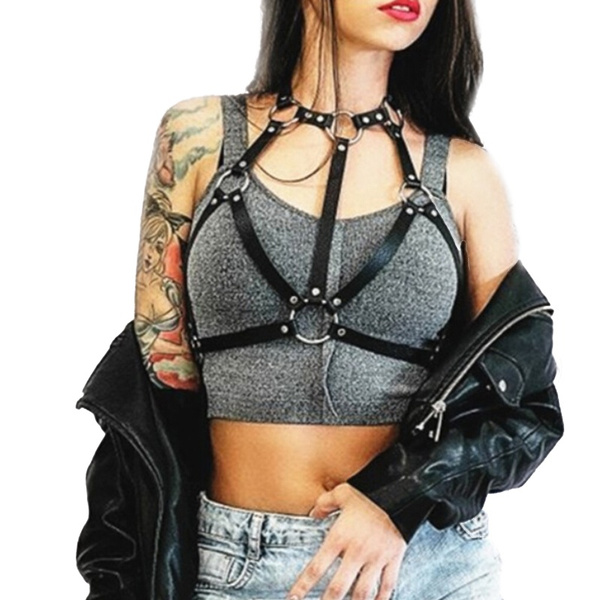 Sexy Women Body Leather Harness Chest Bra Straps Belt Punk Gothic