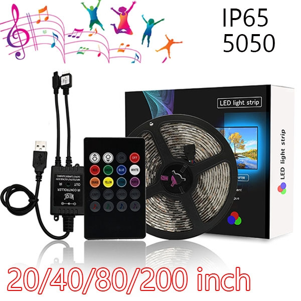 20/40/80/200 Inch Music Controller Led Strip Light Ip65 Waterproof 5050