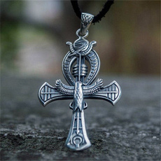 Steel, egyptiannecklace, pagancharm, Cross necklace
