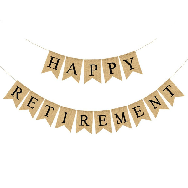 Jute Burlap Happy Retirement Banner Retirement Party Bunting Garland ...