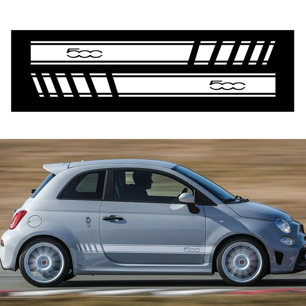 2PCS For FIAT 500 Abarth Side Stripes Skirt Sticker Decals Wraps