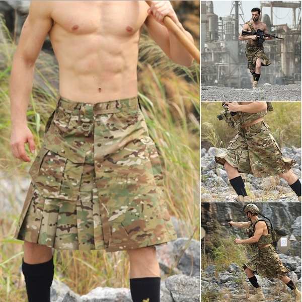 NEW Men's Plaid Scottish Tactical Skirt 