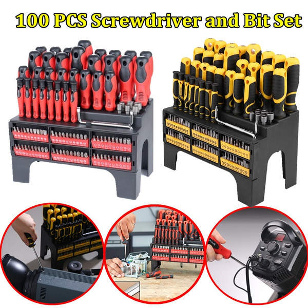 100Pcs Screwdriver With Bits Set Socket Hex Star Square Bits