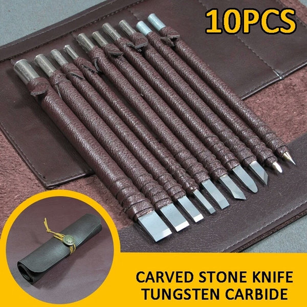 Professional 10Pcs Tungsten Steel Stone Carving Hand Tools Set Stone Carving  Chisel Set