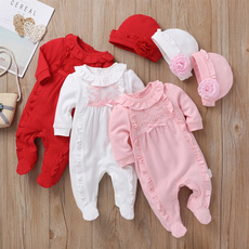 Newborn Baby Girl Lace Jumpsuit Footies Overall with Cap Sleeping Bag Infant Baby Clothes