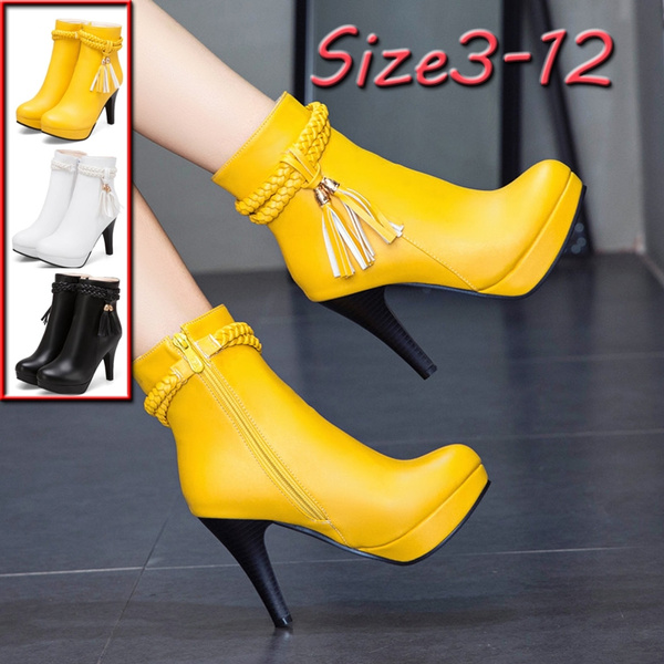 Women's Stiletto High Heel Ankle Boots with Tassel Pointy Toe