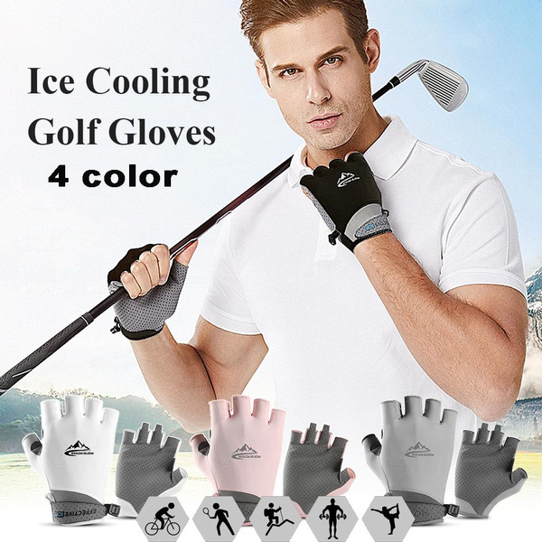 Half Finger Golf Gloves Absorbent Cooling Ice Gloves UV Protective Golf  Cycling Fishing Fitness Gloves for Men