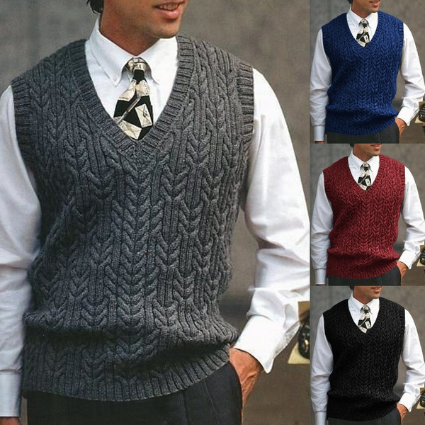 Autumn and Winter New Men's Fashion Vest Cotton Knitted Sweater