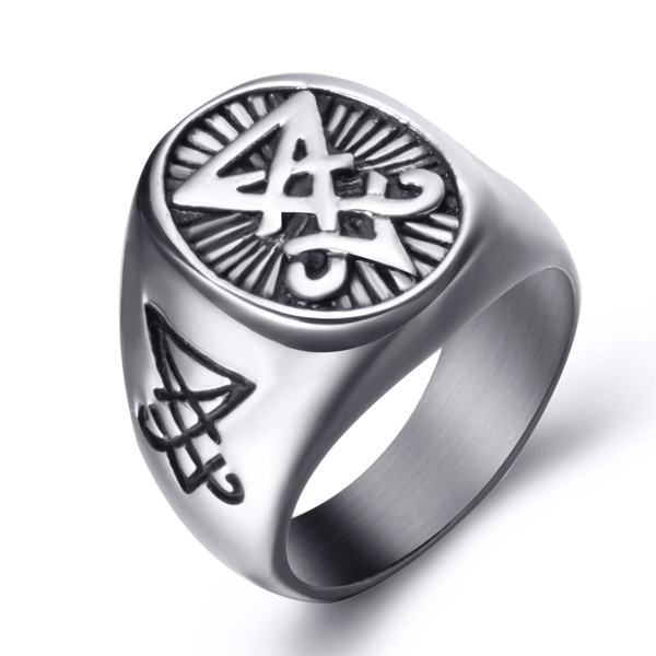 Leviathan Cross Rings, Men Signet Ring, Stainless Steel Lucifer Sigil Satanism Ring,Brimstone Wiccan Jewelry - 36 Leviathan Cross Rings, Men Signet Ring, Stainless Steel Lucifer Sigil Satanism Ring,Brimstone Wiccan Jewelry - 36