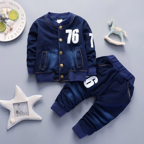 Spring Autum Baby Boy Boutique Clothing Set Fashion Boys Denim