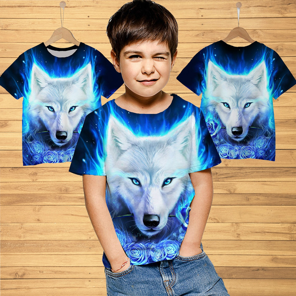 Blue cheap wolf shirt