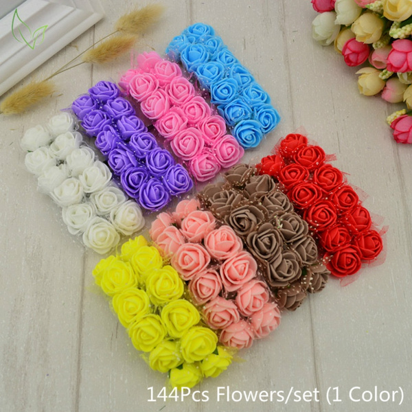 144Pcs/lot 2cm Mini Foam Rose Artificial Flower Bouquet Multicolor Rose ...