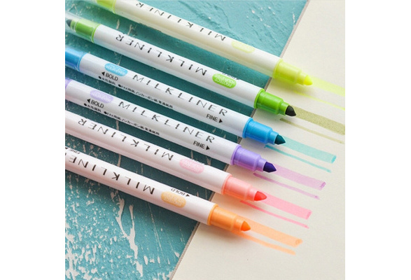 5pcs/lot Double Head Highlighters Art Marker Highlighter Pens Pastel  Markers Watercolor Fluorescent Drawing Pen