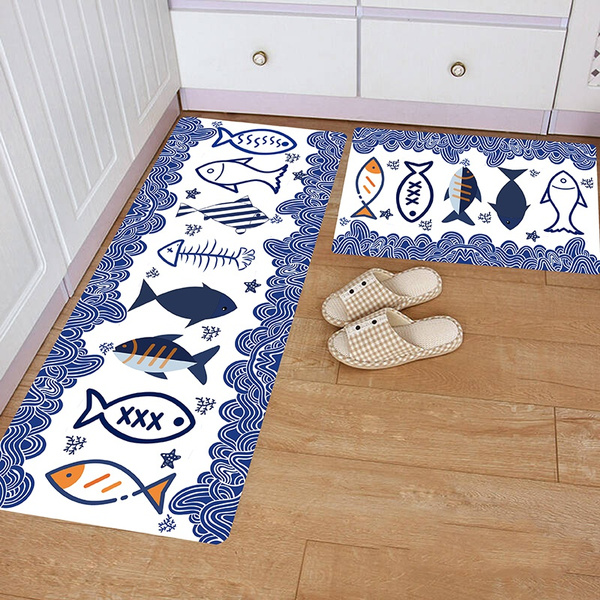 Runner Rug Runner Carpet with Cartoon Fish for Kitchen Living Room Bedroom  Bathroom Non-slip Absorbent Home Decor