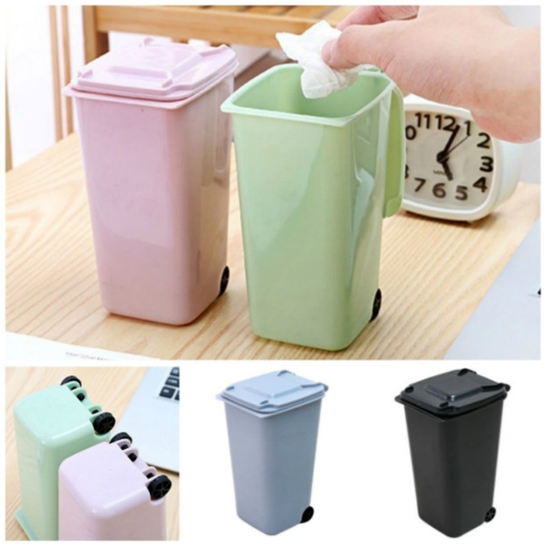 Mini Portable Cute Rubbish Bin Garbage Can Office Accessories Creative  Multi-functional Trash Waste Cleaning Storage