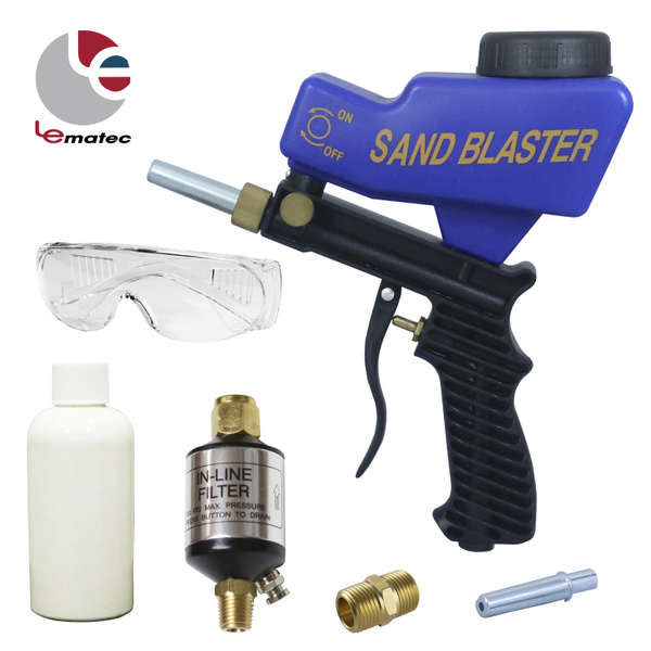 LEMATEC Sandblasting Gun Kits With Glasses Sand Canned Air Water