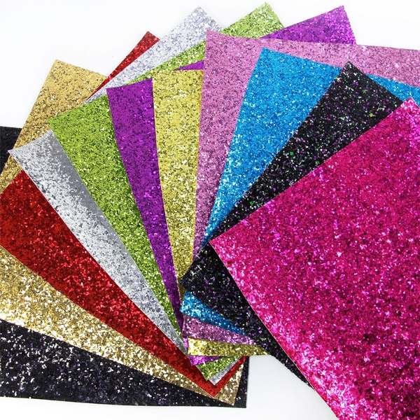 A4 Glitter Faux Vinyl Leatherette Fabric Sheets DIY Handmade Bows Craft 