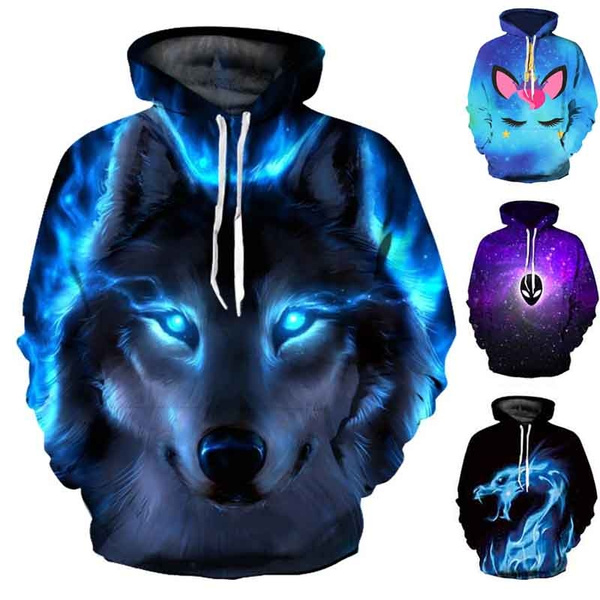 Hot Sale Unicorn Wolf Dragon Alien print 3D Hoodie Sweatshirt Boys and Girls Hoodies Kids Teenager Long Sleeve Pullover Casual boys Casual Coats