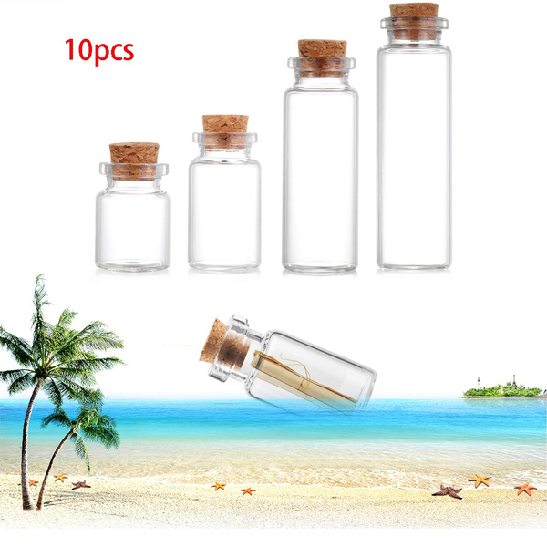 10PCS Mini Tiny Glass Bottles with Cork Stopper Clear Bottle Vial