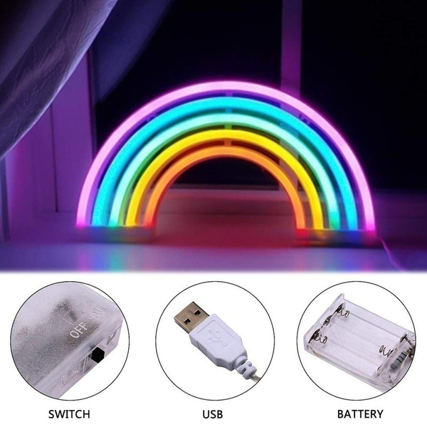XIYUNTE Rainbow Neon Light LED Rainbow Light Signs Wall Light Battery or USB up 