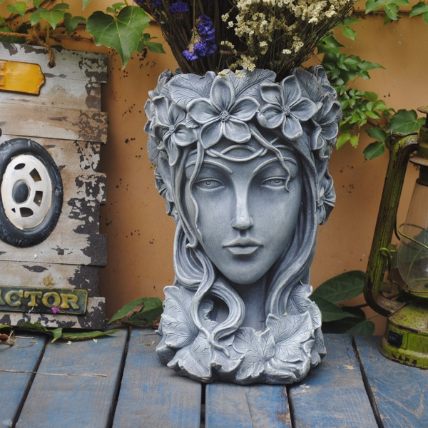 Head Statue Flower Pot Venus Greek Goddess Portrait Flower Vase Home Decor Vases 