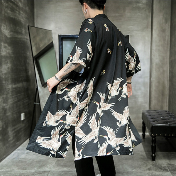 satélite Opcional Guau Men Japanese Kimono Coat Loose Yukata Outwear Long Bathrobe Tops Vintage |  Wish