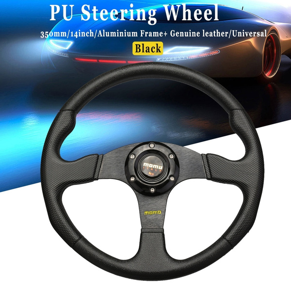 14inch 350mm Momo Flat Leather Drift Black Car Racing Steering Wheels Wish