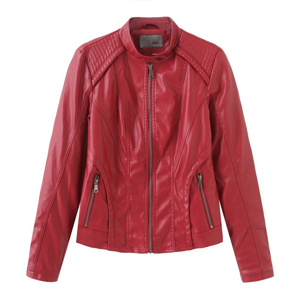 Large Size Spring and Autumn Women's Leather Jacket Coat Female Leather ...