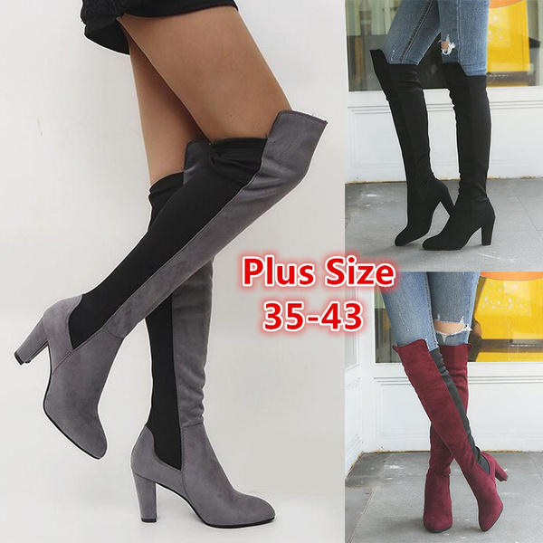 Women's Fashion Suede Boots Casual Knee 