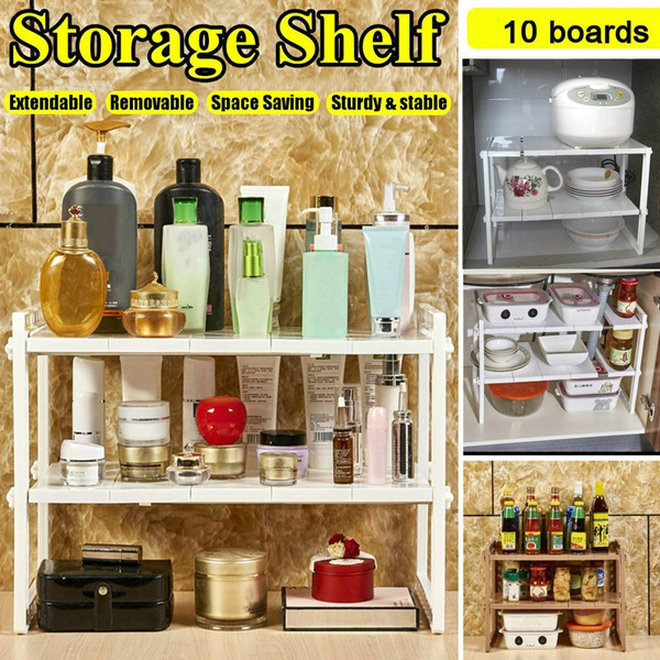 2 Tier Expandable Under Sink Rack Multi-Functional Kitchen Storage  Organizer Storage Shelf