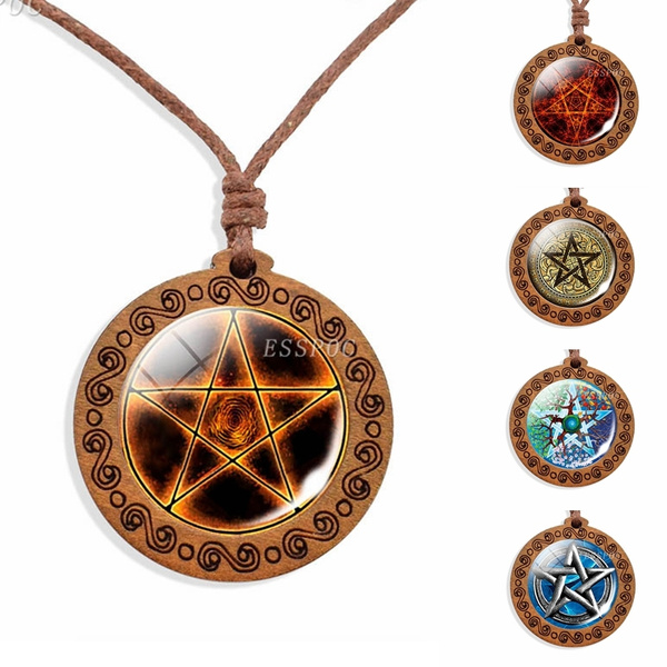 33941 Vinatge Bronze Alloy Pentagram Magic Round Charms Pendants Crafts 40pcs