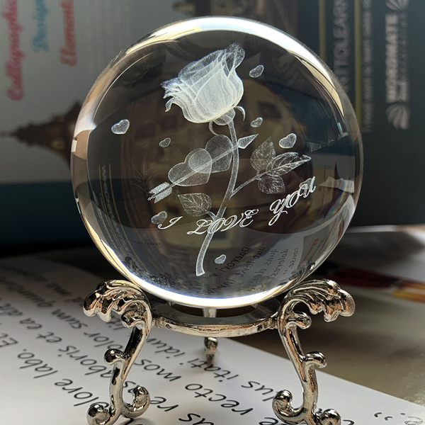 Boule de Cristal Clair Globe Magique Cristal Art Décor Sphère Rond