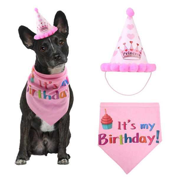 ZERODECO Dog Birthday Party Decoration Lets Pawty Balloon Dog Birthday Bandana Scarfs with Cute Birthday Party Hat Dog Banner for Pet Dog Doggie Party Supplies Decorations