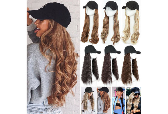 NEW ARRIVALS Baseball Hat with Hair Extensions Cap Wig Full