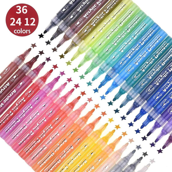 Acrylic Paint Markers,36 24 12 Colors Medium Point Acrylic Paint Pens Set by Smart Color Art