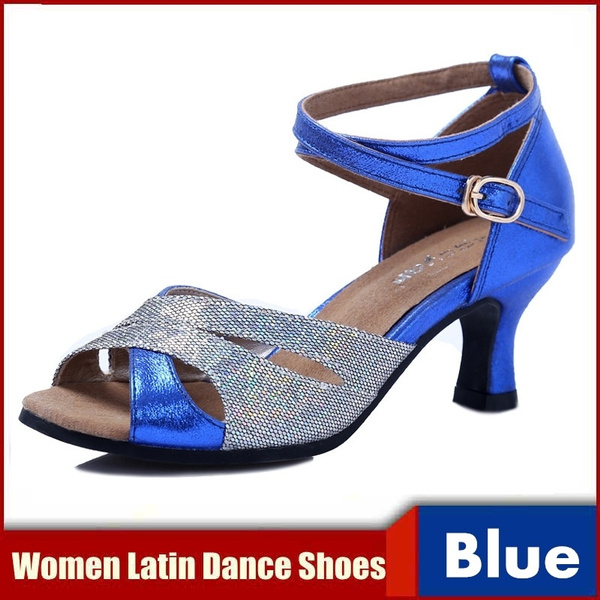 Sequin Glitter Women High Heel Professional Dancing Shoes Ballroom