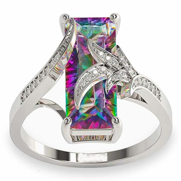 Amazon.com: Mystic Topaz Engagement Ring Set Art Deco Mystic Topaz Wedding  Ring Set Bridal Anniversary Ring Set Unique Topaz Promise Ring Set For  Women : Handmade Products