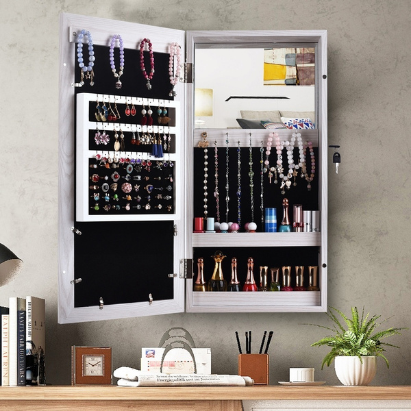 Photo Frames Wall Mounted Mirrored Jewelry Cabinet Armoire Makeup Storage Organizer Wood Box Wish - Wall Mounted Jewelry Organizer Mirror Frame Photo Frames Wall Mounted Mirrored Jewelry Cabinet Armoire Makeup Storage Organizer Wood Box Wish - Wall Mounted Jewelry Organizer Mirror Frame