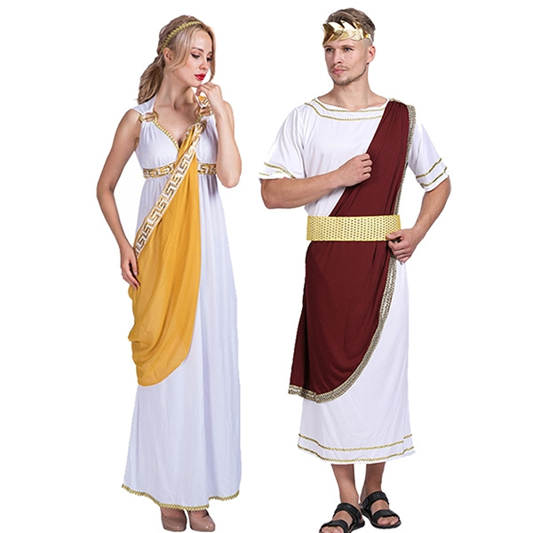Medieval Women Greek Goddess Dress Cosplay Roman Caesar Knight Robe Men ...