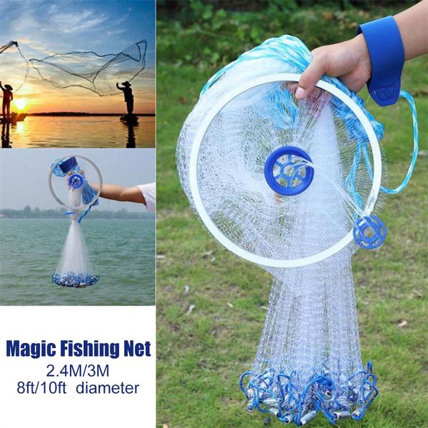 8ft, 10ft, 12ft Vnhome Magic Fishing Cast Net for Perfect Circle Throwing 
