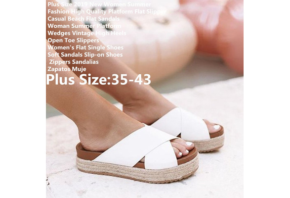 Womens High Wedge Platform Muffins Mules Slippers Summer Sandals Slip Shoes G959
