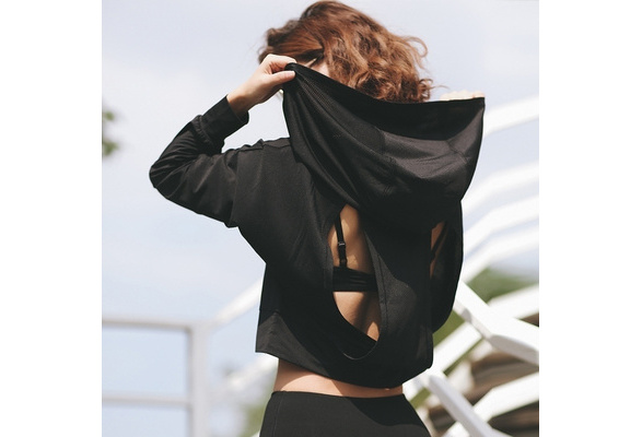 open back workout tops long sleeve